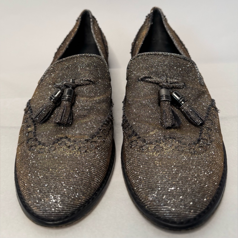 Stuart Weitzman Guy Thing Metallic Lurex Tassel Loafers - Picture 5 of 15